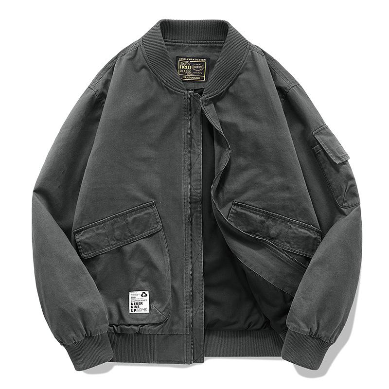 Весенняя хлопковая куртка-бомбер, мужская, весна-осень, американская повседневная, свободная, бейсбольная, джерси, тонкая, инструментальная куртка