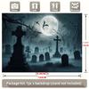 Moonlight Graveyard Party Banner - Scary Halloween decoration with full moon  tombstones and bats