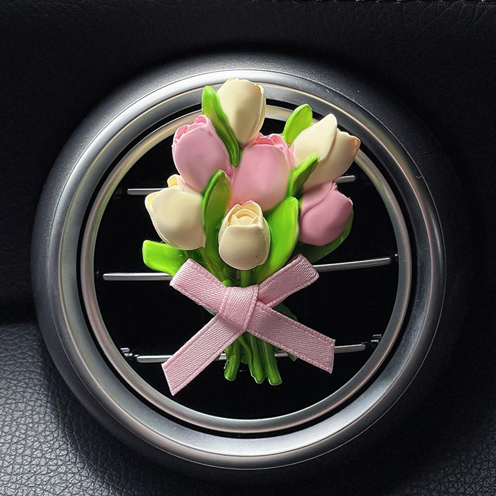 Автомобильный ароматизатор-клипса для вентиляционного отверстия, кондиционер, ароматерапия, освежитель с милым дизайном в виде цветка тюльпана
