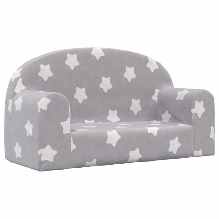 VidaXL Canapé Enfants 2 Places, Siège avec Accoudoirs, Fauteuil avec Dossier pour Tout-Petits Salon, Gris Clair avec Étoiles 357010