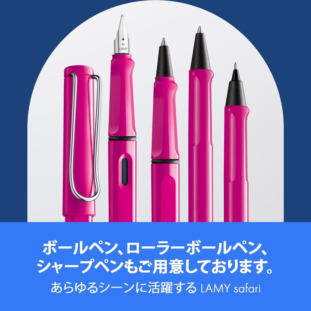 Lamy Safari Pink Fountain Pen Ergonomic Grip and Polished Steel Size F Ideal for Writing and Calligraphy Includes LAMY T10 Blue Ink Cartridge - Nib, -