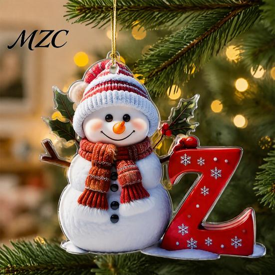 Custom Name Ornaments for Couples 2D Snowman Christmas Ornaments, Personalized Letter Tree, Reusable Tree Hanging Initial Ornament, Ornament DIY Xmas