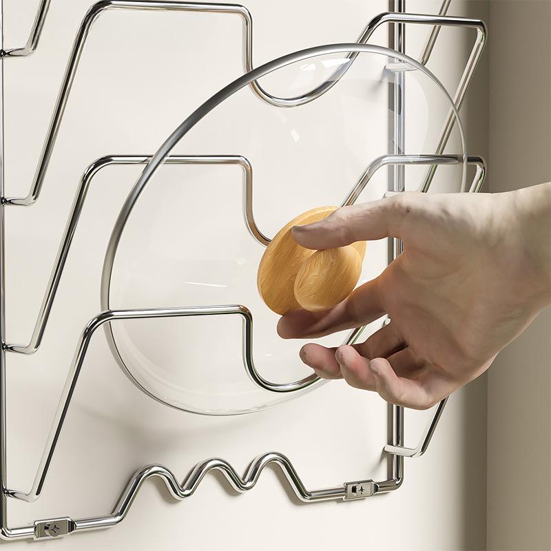Кухонный органайзер, настенная полка для крышки кастрюли, пятислойная металлическая крышка для кастрюли, нержавеющая многофункциональная полка для хранения крышек для кастрюль