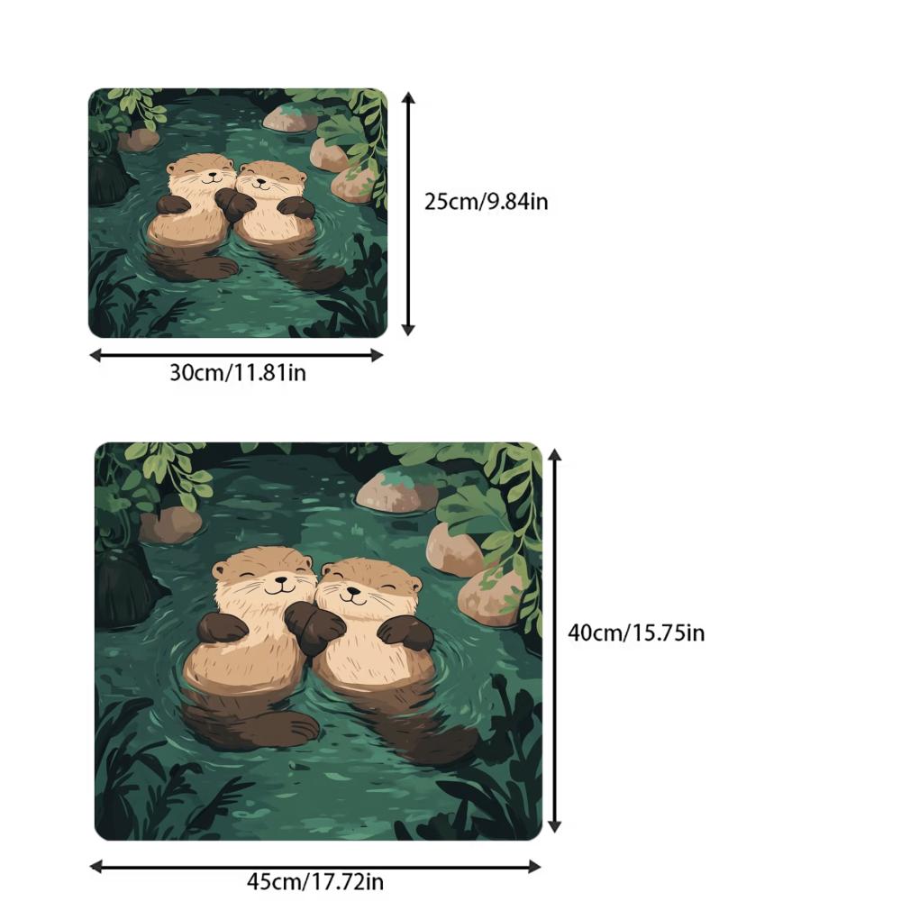 Cute Glitter Otter Mouse Pad Square Computer Office Game Table Mats Rubber Anti-slip Laptop Mousepads 40X45 Large Desk Pads