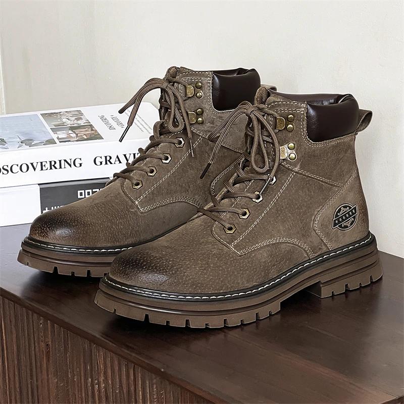 Модные мужские ботинки-пустыни, высокие рабочие ботинки для мужчин, повседневная обувь в стиле панк, на шнуровке, мотоциклетные, высокого качества, ковбойские ботильоны