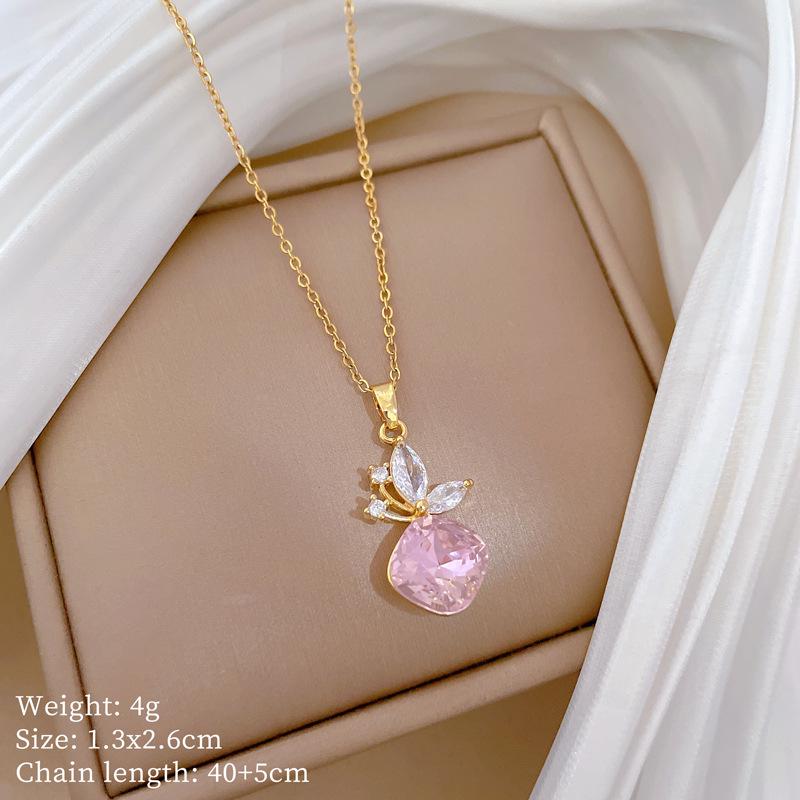 Подвеска-месяц из титановой стали: Элегантный дизайн микро-паве с полным бриллиантовым покрытием, сверкающий и стильный для женщин.