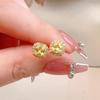Small Sugar Cube Yellow Diamond Zircon Stud Earrings Women's Light Luxury Niche Design Simple Earrings Earrings Jewelry