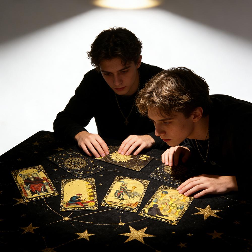 Роскошная отделка Гадальные Таро Фантастическая Настольная Игра Набор Карт с Золотым Фольгированием Для Предсказаний С Деревянной Подставкой для Карт