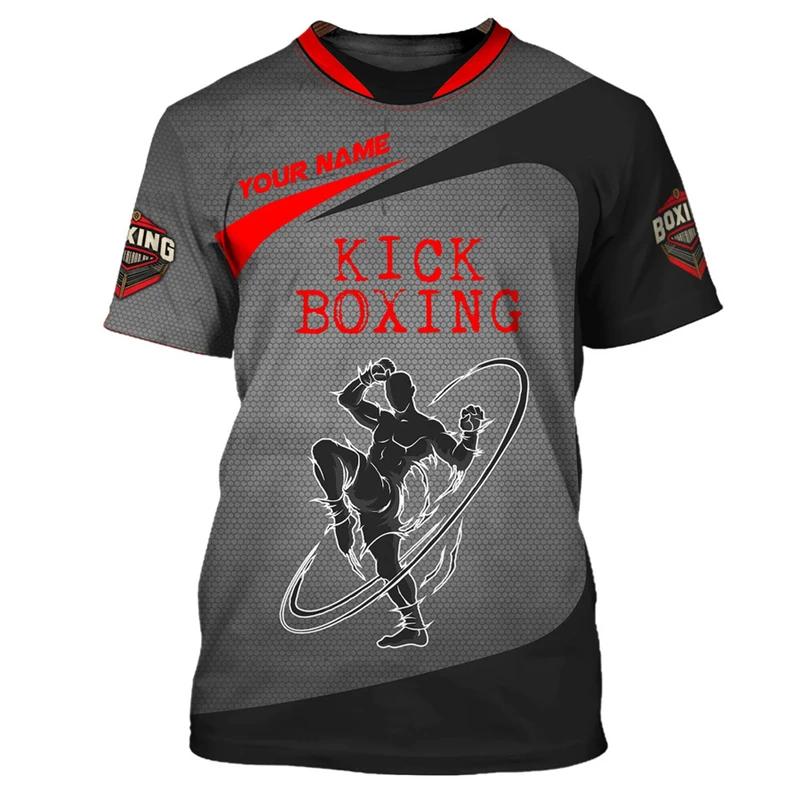 Мужская футболка с крутым рисунком для бокса, 3D-печать, индивидуальная, для повседневного отдыха, модная, спортивная, с круглым вырезом, с коротким рукавом
