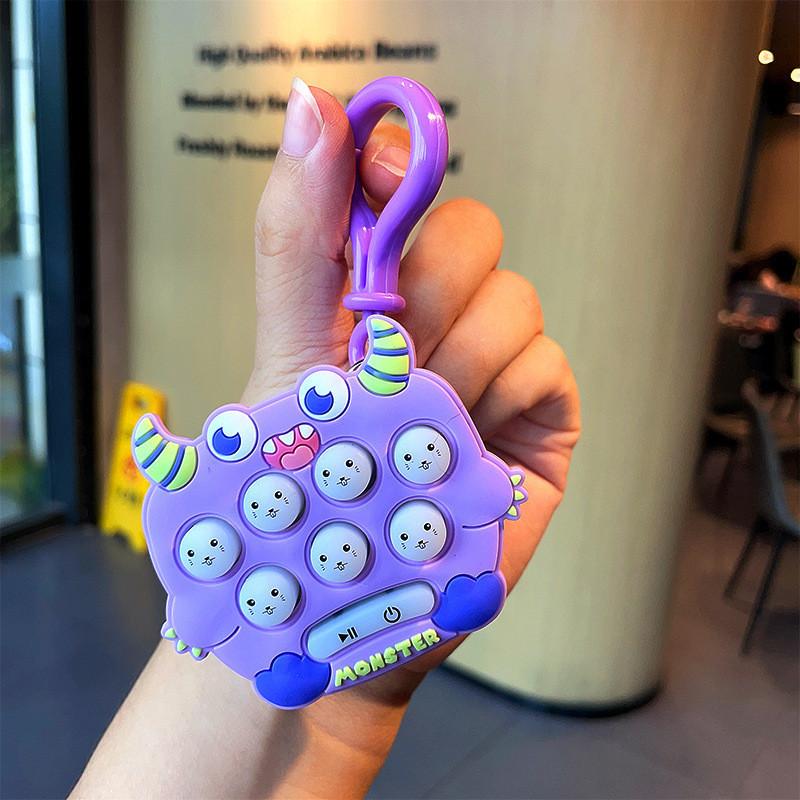 Educational Mini Monster Whack-a-mole Keychain Fun Stress Relief Toy Colorful Soft Rubber Material