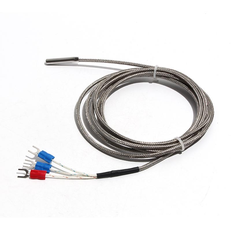 Датчик температуры термопары PT100, 1 м, устойчивый к высоким температурам металлический экранированный провод, простой голый жирный датчик