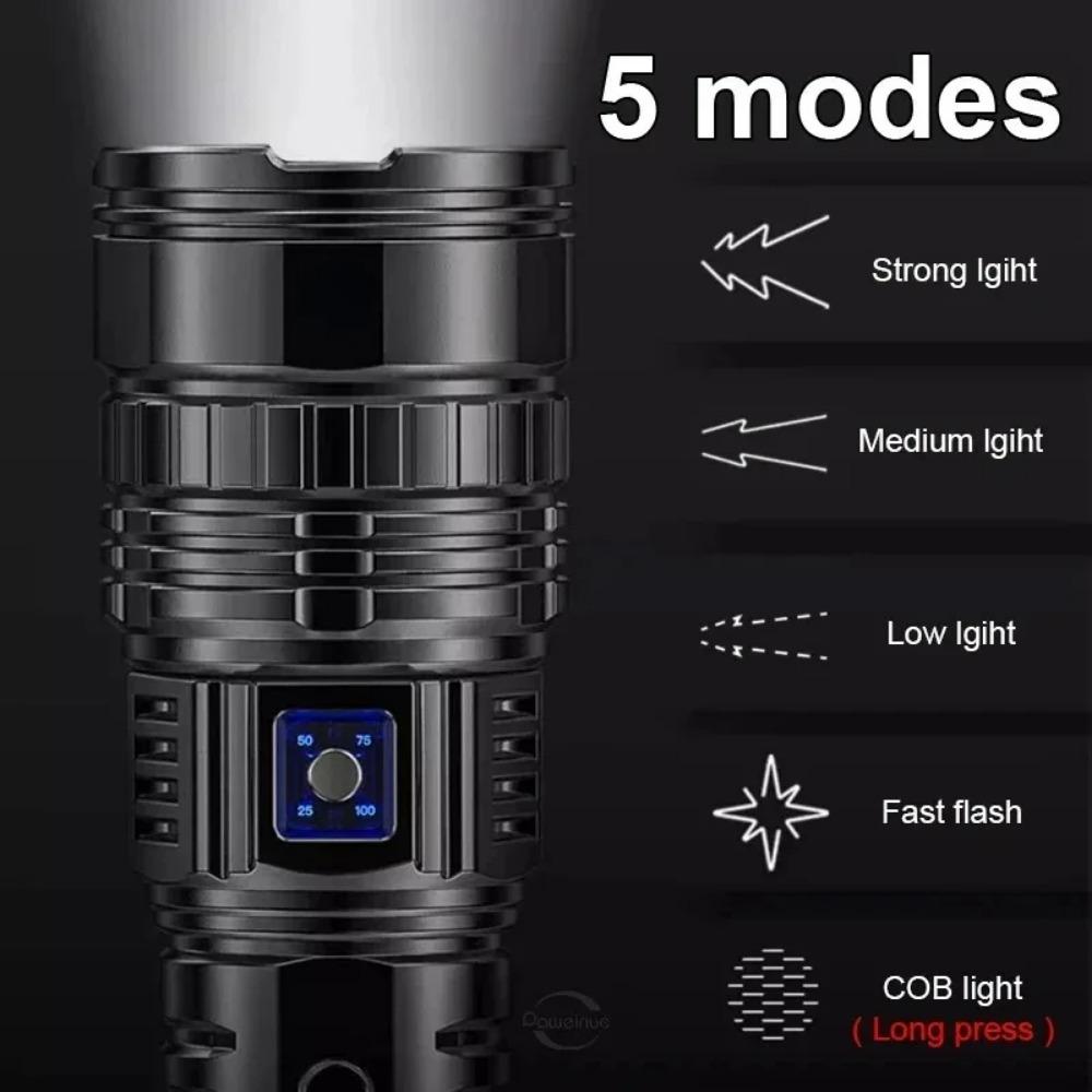 Ultra Bright Torch Built-in Battery Flash Light Emergency Spotlights 5km 1500W Most Powerful Led Flashlights
