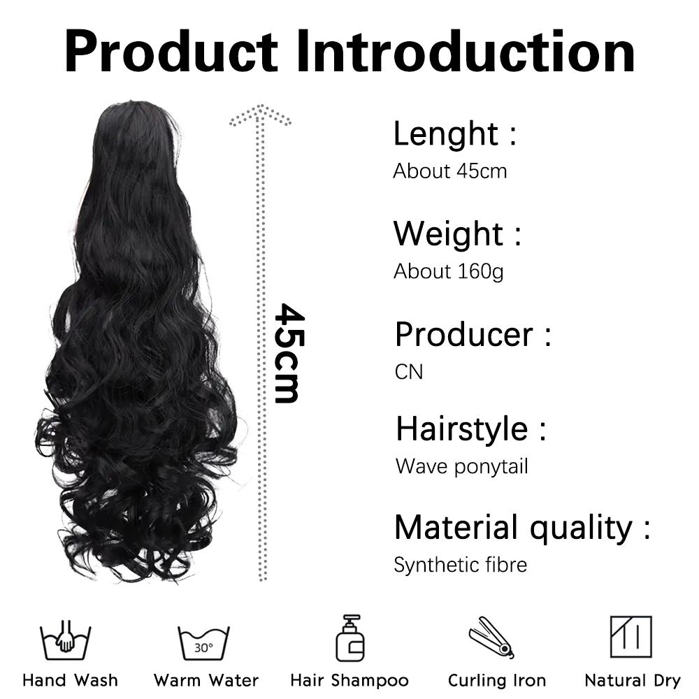 XINRAN Synthetic Long Wavy Brown With Golden Highlights Ponytails Hair Extension Claw Drawstring Ponytails For Women Daily Wear