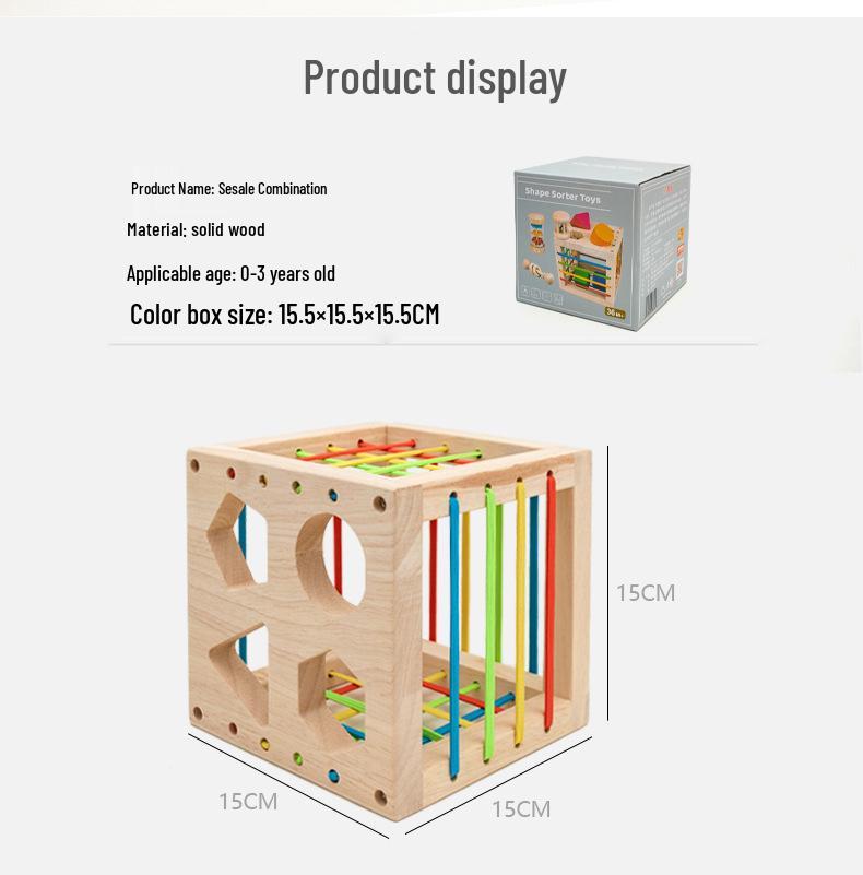 Montessori Wooden Baby Teething Rattle Set - 6 Educational Toys