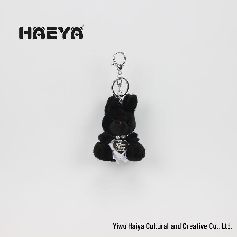 Корейский брелок Черный Кролик из Донгдамуна и Жемчужное Сердце Ожерелье с Треугольными Трусиками - Милый Подарок для Пары