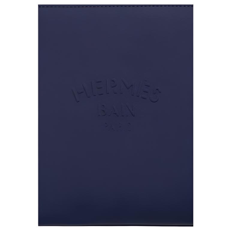 Hermes Neobain 28 Embossed Logo Nylon Clutch Medium Women clutch Navy-Blue H104312MV01