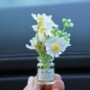 Mini Flower Vase Car Dashboard Decor Cute Center Console Accessory with Adhesive Realistic Micro-Landscape