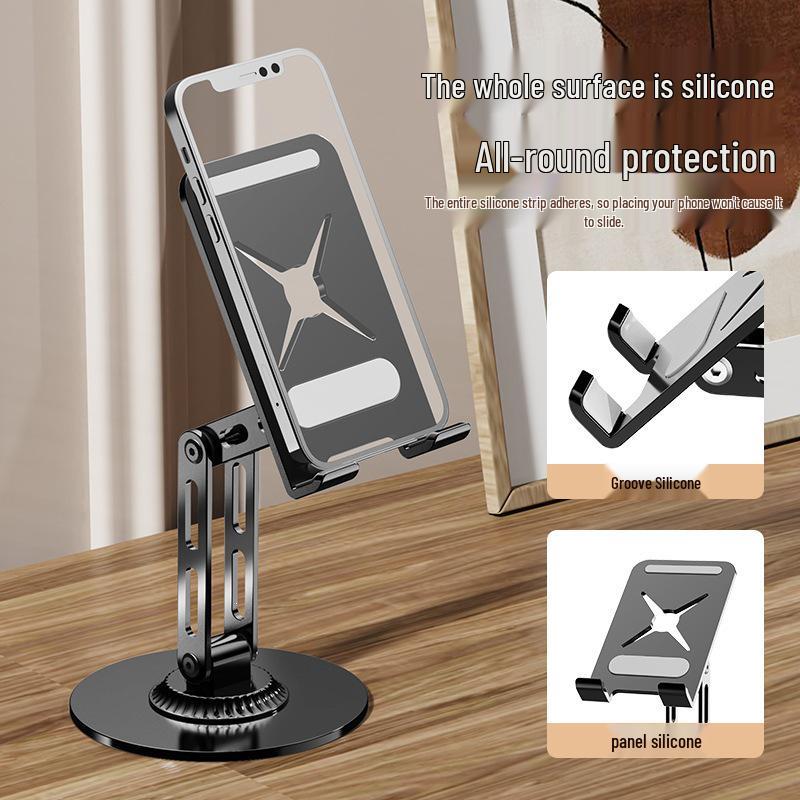 360° Rotating Tablet Stand: Metal Desktop Support for Online Classes, Lazy Viewing, and Browsing. Douyin Compatible, Height Adjustable.