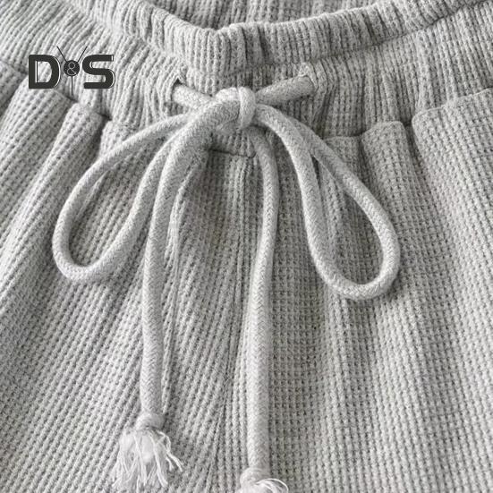 Женские шорты из вафельного трикотажа с эластичной резинкой на талии, шорты с оборками, широкие струящиеся шорты, повседневный летний наряд для отдыха