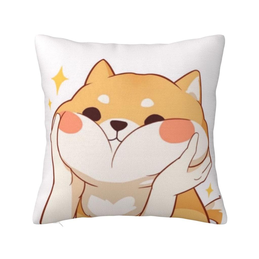 Kawaii Shiba Inu Square Pillowcase Pillow Cover Polyester Cushion Decor Comfort Throw Pillow for Home Living Room