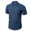 Men Shirt Short Sleeves Turn-down Collar Slim Fit Single-breasted Work Casual Suit Shirt Top Office Clothes