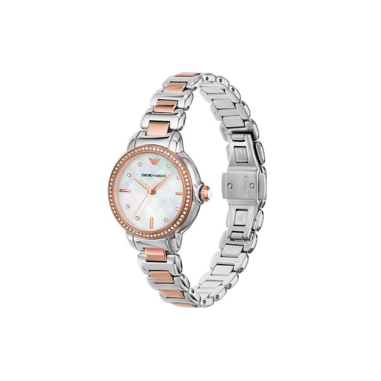 Emporio Armani Quartz Watch Stainless Steel Band 32Mm White Dial 50M Water Resistant Fashion Women watches Silver AR11569-CLG