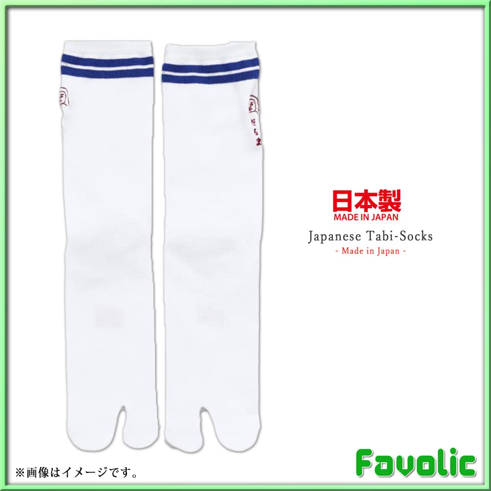 Белые носки таби с синими линиями, вышитые японской куклой Дарума, сделанные в японских размерах, идеально подходят для хаппи, кая, с узором фаволик, средней длины, Япония,