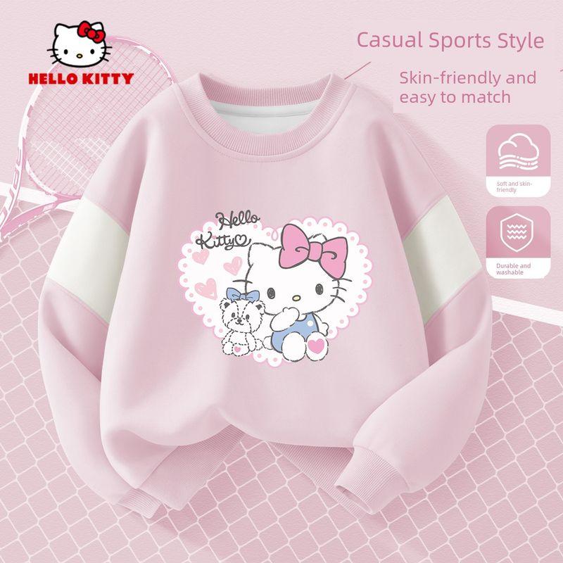 Hellokitty Girls' Sweatshirt, Spring and Autumn Style, Pink Children's Top, Early Spring Children's Clothing, Girls' Long-Sleeved Base Shirt