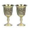 2pcs Wine Glasses Exquisite Chrysanthemum Pattern Vintage Court Style Metal Goblet for Bar