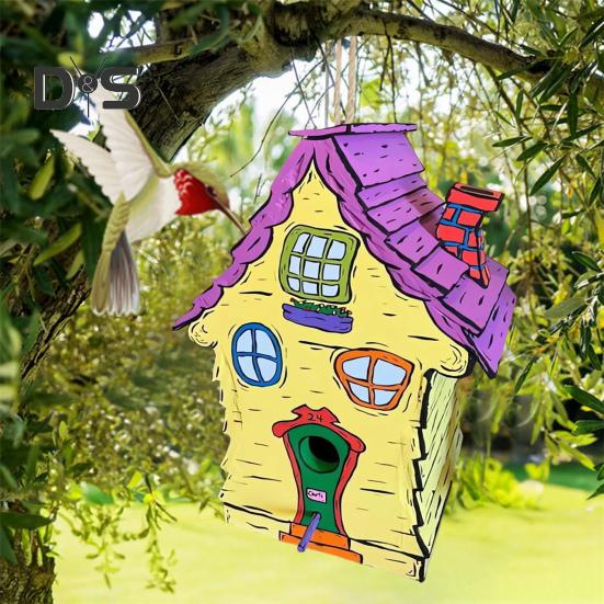 Деревянный скворечник ручной работы, уличный подвесной домик для птиц, домик для колибри, скворечник для украшения сада на открытом воздухе