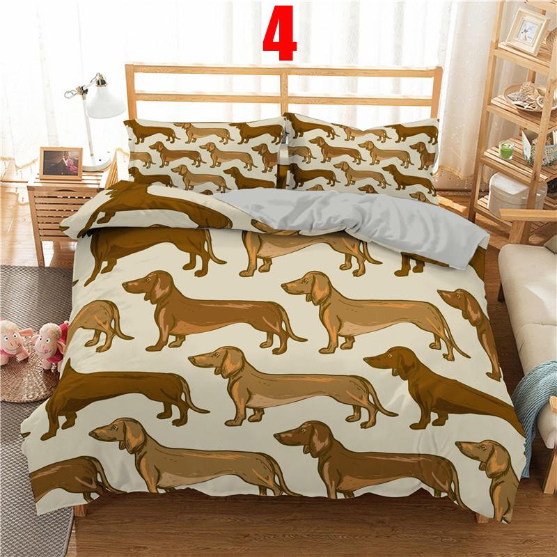 Cute Cartoon Bedding Set 2/3pc 3d Dachshund Animal Duvet Cover Set With Pillowcase Bedclothes Luxury Home Decor For Kids Gift