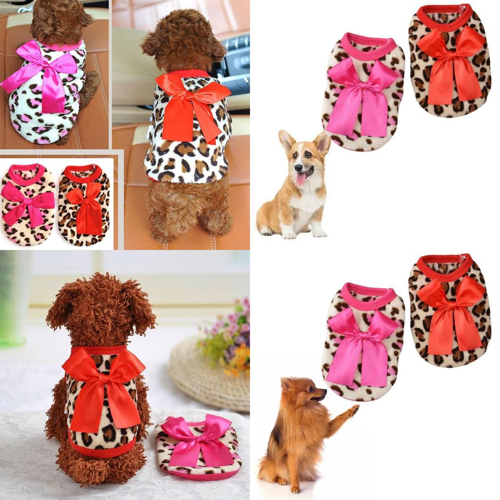 Adorable Coral Fleece Puppy Clothes With Leopard Print For Fall And Winter Celebrations