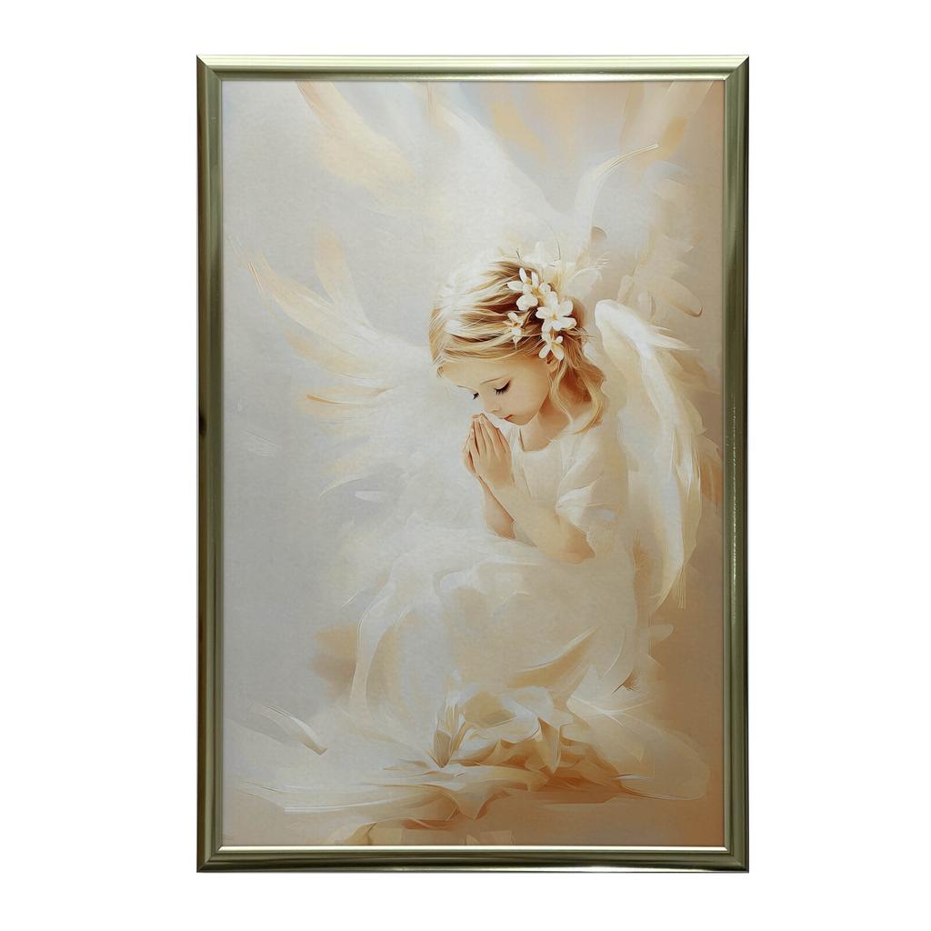 Angel In Flowers Angel In Flowers, 70X100 Cm, Wooden Frame Light Oak, Matte Paper 230 Gsm