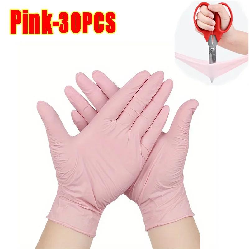 S/M/L/XL Pink Nitrile Gloves Disposable Latex Household Gloves Elastic  Waterproof Durable Multifunctional Cleaning Work Gloves