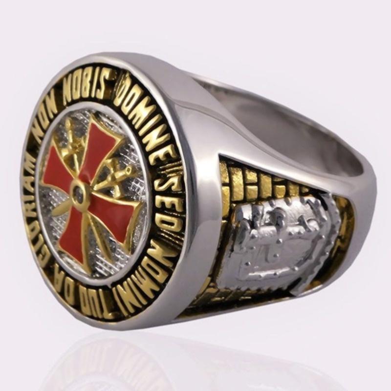 Кольцо из нержавеющей стали размера 7–14 в масонском стиле тамплиера Hoc Signo Vinces Knight