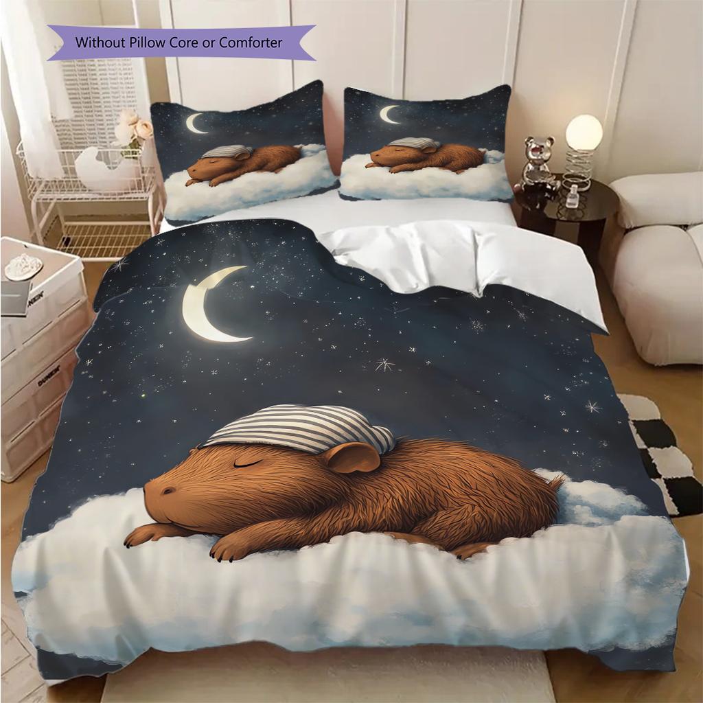 Squirrel Pattern Bedding Quilt Set Quilt Cover Pillowcase Home Decoration Birthday Gift (1 * duvet cover + 2 * pillowcase, without core)