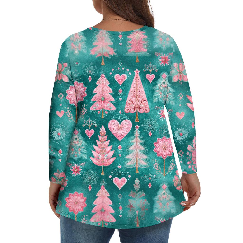 Женский модный повседневный топ с длинным рукавом большого размера с принтом, топ большого размера с цветочным принтом