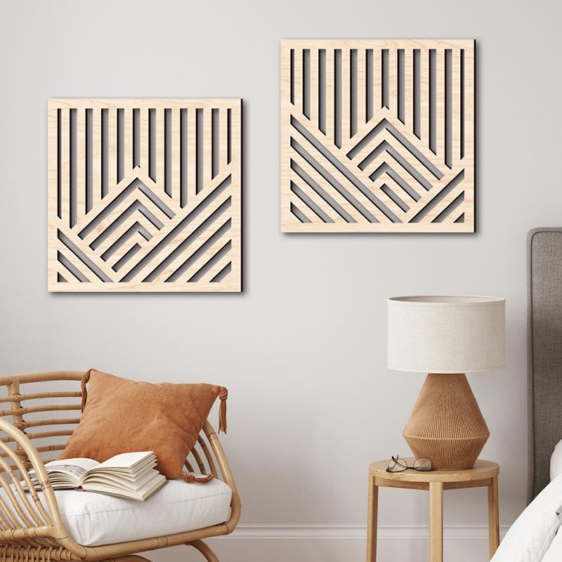 2pcs/set Board Wall Sticker Home Decoration Hollow Wall Sticker Creative Wooden Wall Hanging 3D 3 Colors