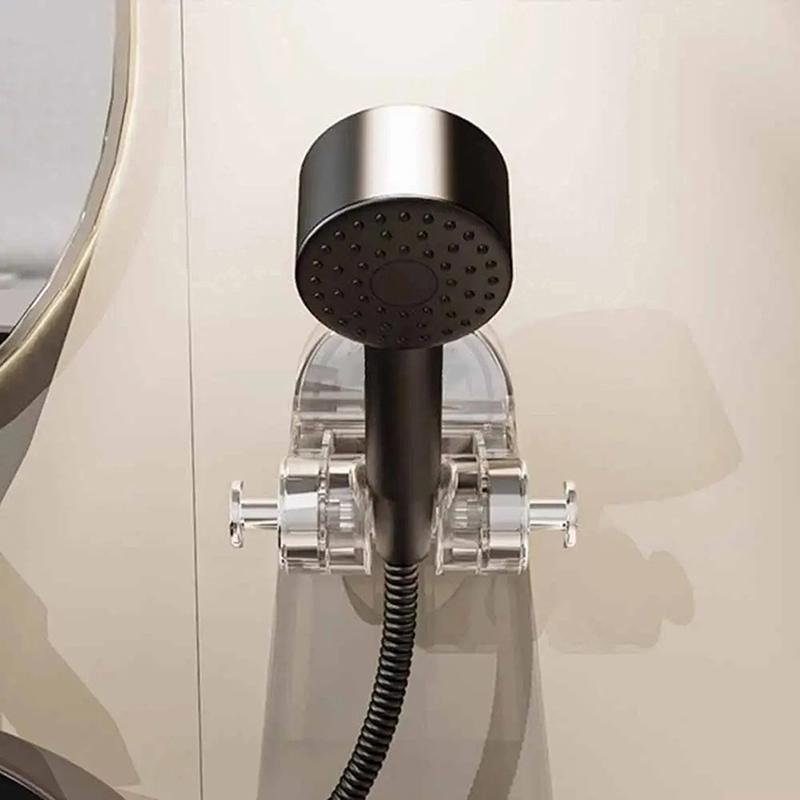 Wall Mounted Shower Bracket Hanging Base Punch-Free Shower Head Holder 360 ° Rotation Self-Adhesive Shower Nozzle Holder Kitchen