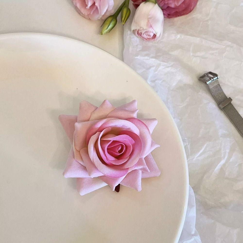 Cloth Red Rose Hairpin Korean Style Girl Hair Clip Sweet Flower Hair Clip  Women