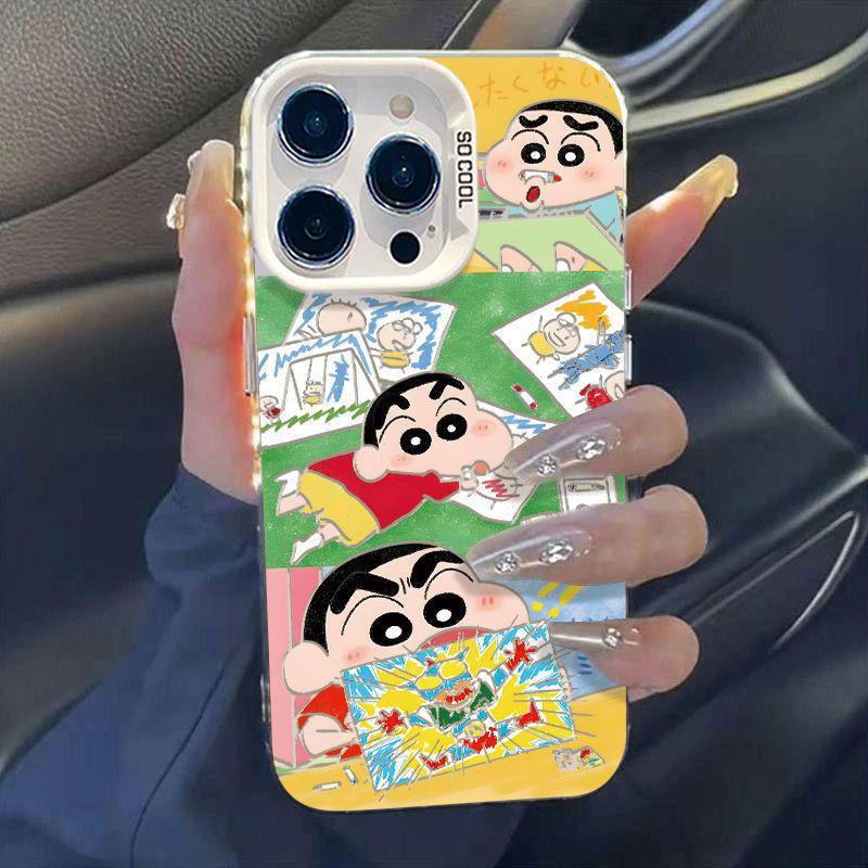 Чехол с картинкой Син-чана для Apple 17 Pro Max XS - Подходит для 13, 14, 15, 16, 17 - Модный и прочный дизайн