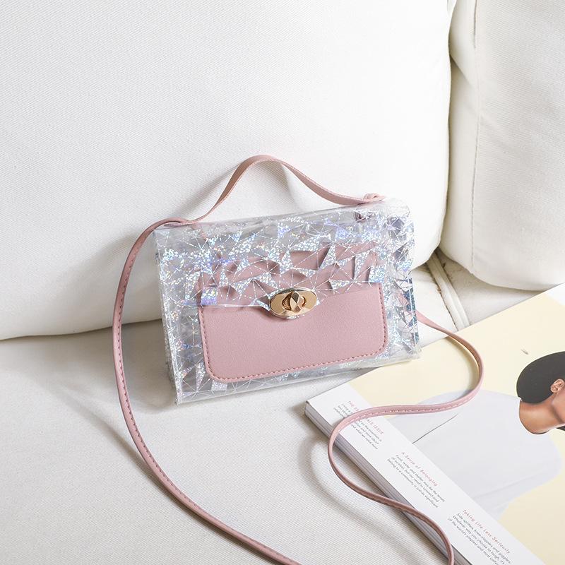 Гуанчжоу женская сумка лето контрастный цвет цветочный прозрачный замок сумка для мобильного телефона на одно плечо через плечо портативная маленькая квадратная сумка