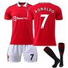 Подростки Дети Взрослые Индивидуальное Имя Футбольные Комплекты 22/23 Манчестер Юнайтед Домашний #7 Роналду Спортивный Тренировочный Комплект из Джерси и Носков