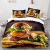 Hamburger Fast Food Theme Bedding Set Meat Cheese Bedding Set Duvet Cover Sheet Printed Bed Set Pillowcase Bed Comforter Bedroom