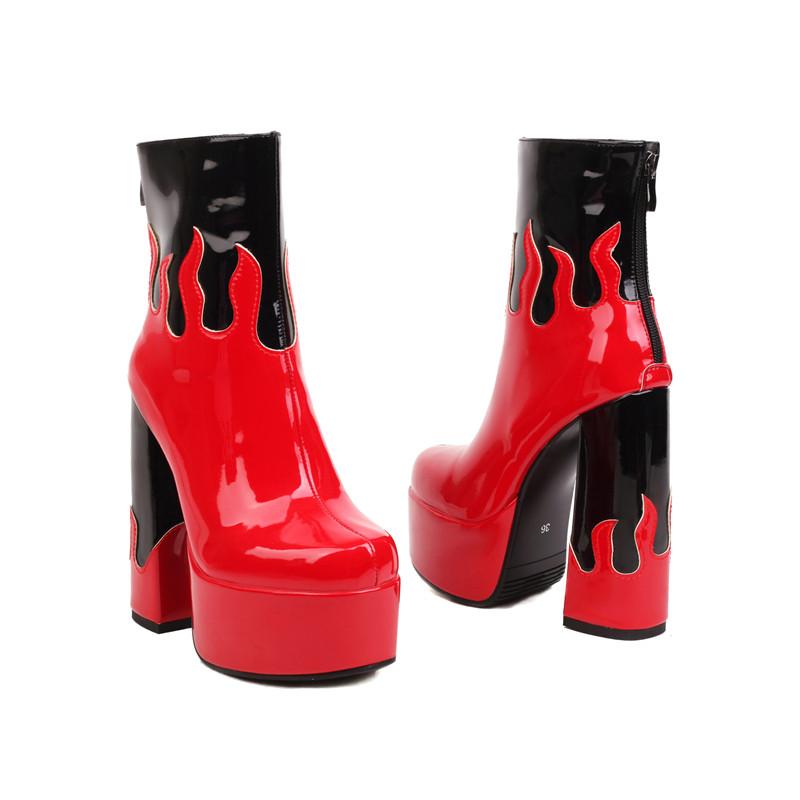 Женские короткие сапоги на высоком каблуке, осень и зима, новые сексуальные водонепроницаемые сапоги на толстом каблуке, подходящие по цвету, короткие сапоги большого размера