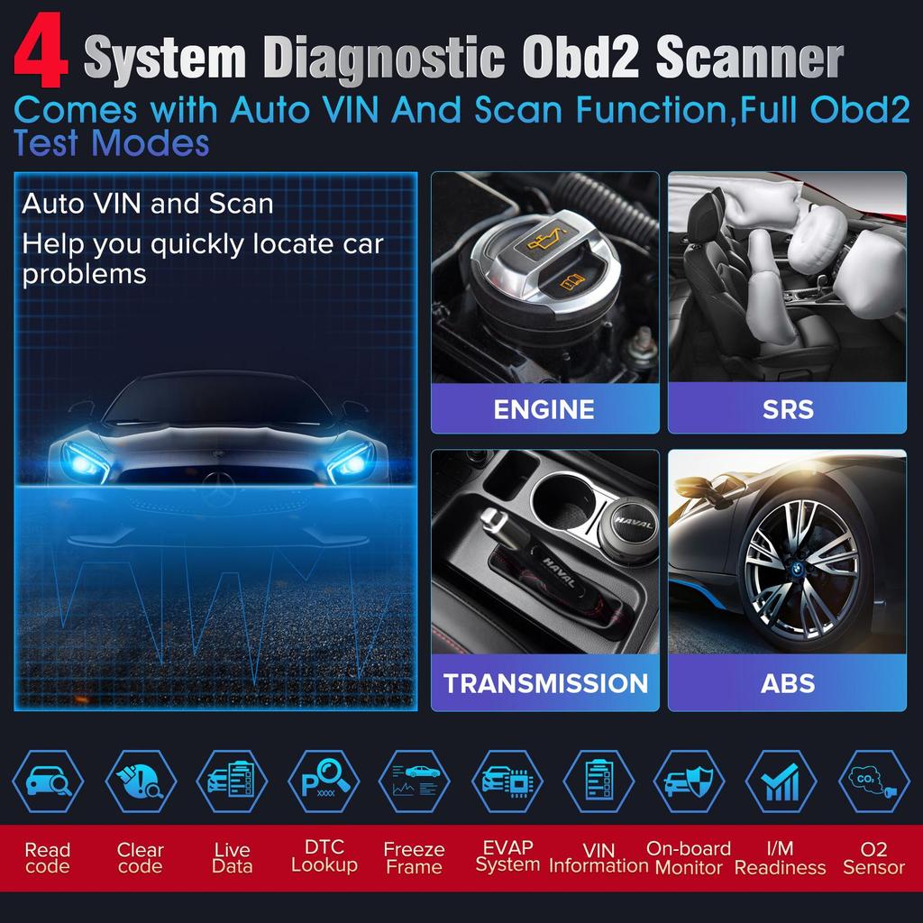 KINGBOLEN S600 S800 OBD2 Scanner 4 Systems Car Diagnostic Tools ABS 15 Resets Oil Brake SAS ETS Resets Lifetime Free Use