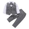 Детский формальный костюм для мальчиков, жилет, одежда, смокинг, верх и низ, свадебный комплект [Suerba] Детский детский Shichi-Go-San (Серый, 80)