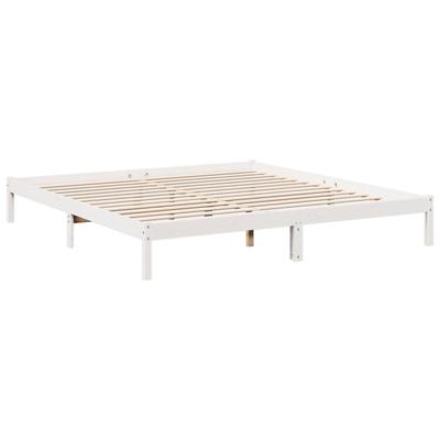 Solid Wood Bed Extra Long Without Mattress White 180x220 Cm Pine Wood