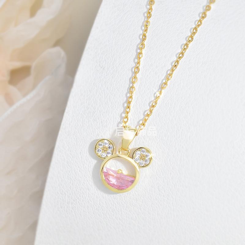 Милое маленькое ожерелье с мышкой Женская личность Зодиак Мультяшный розовый циркониевый кулон Ювелирные изделия