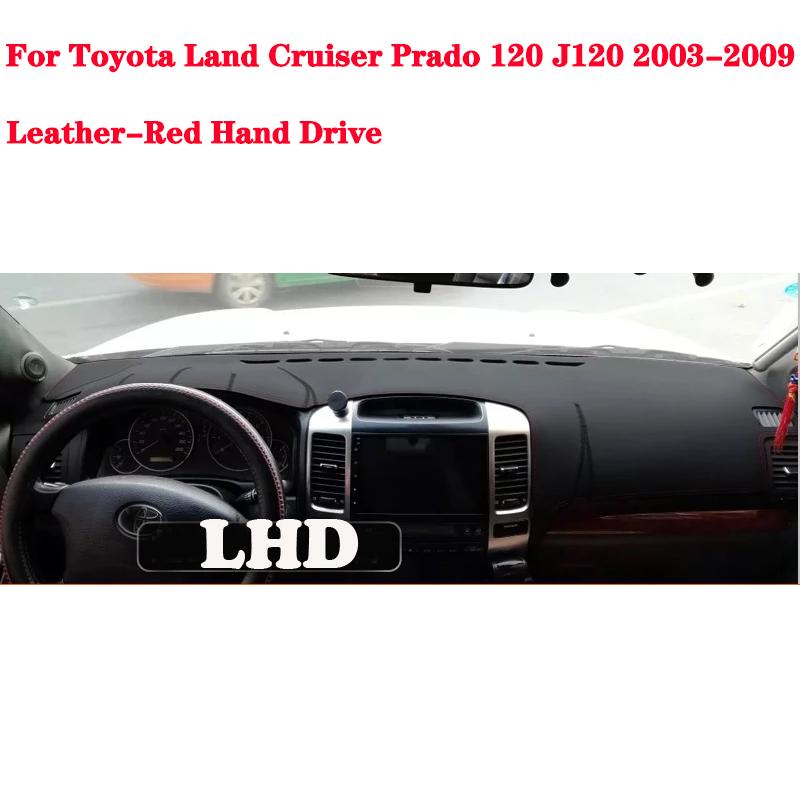 Для Toyota Land Cruiser Prado 120 J120 2003~ 2009 2006 2007 2008 Противоскользящий кожаный коврик Накладка на приборную панель Солнцезащитный козырек Аксессуары